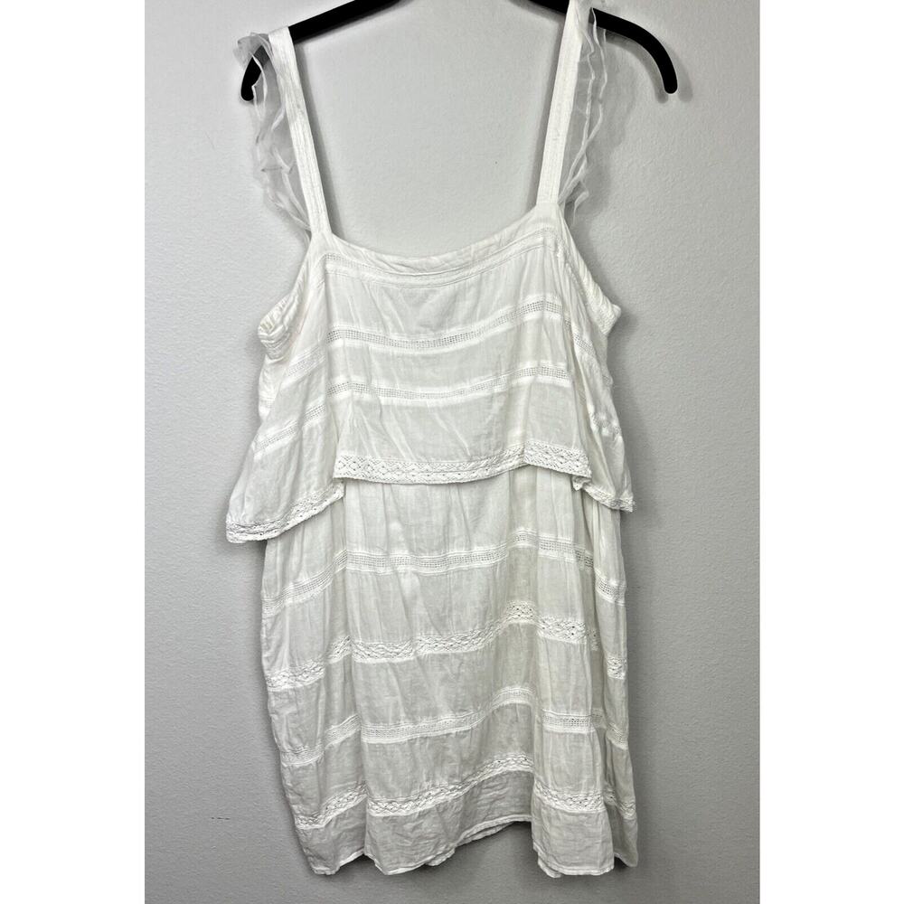 MNG by Mango Tiered Layers Little White Summer Party Flowy Dress Size Large
